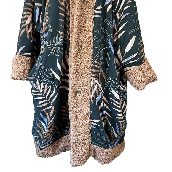 Sseko Designs Noonday Collection Reversible Sherpa Coat, Beige and Bwindi - Picture 4 of 13